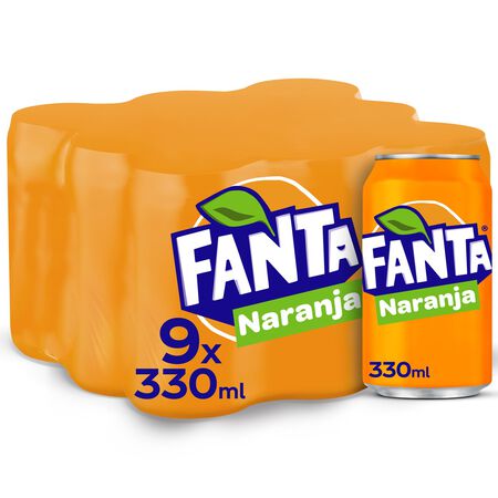 Refresco naranja Fanta lata 33cl pack 9