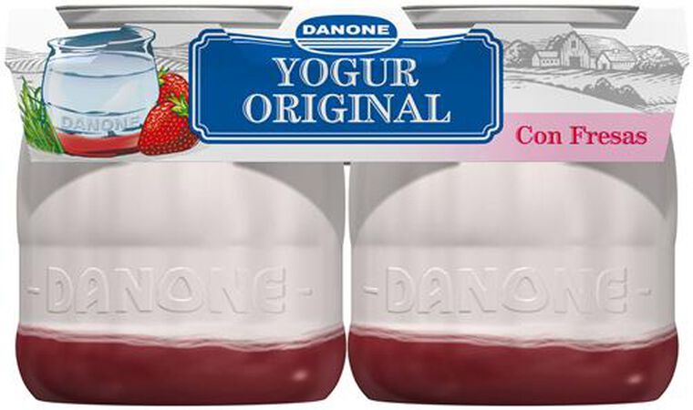 Yogur original Danone pack 2 con fresas