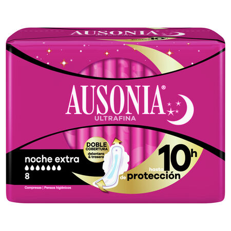 Compresas con alas Ausonia 8 uds noche extra ultrafina