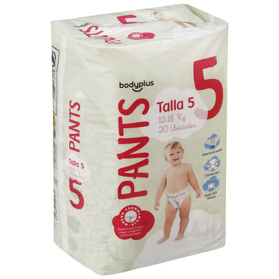 Pañales Bodyplus 20 unidades talla 5 de 12 a 18 kg