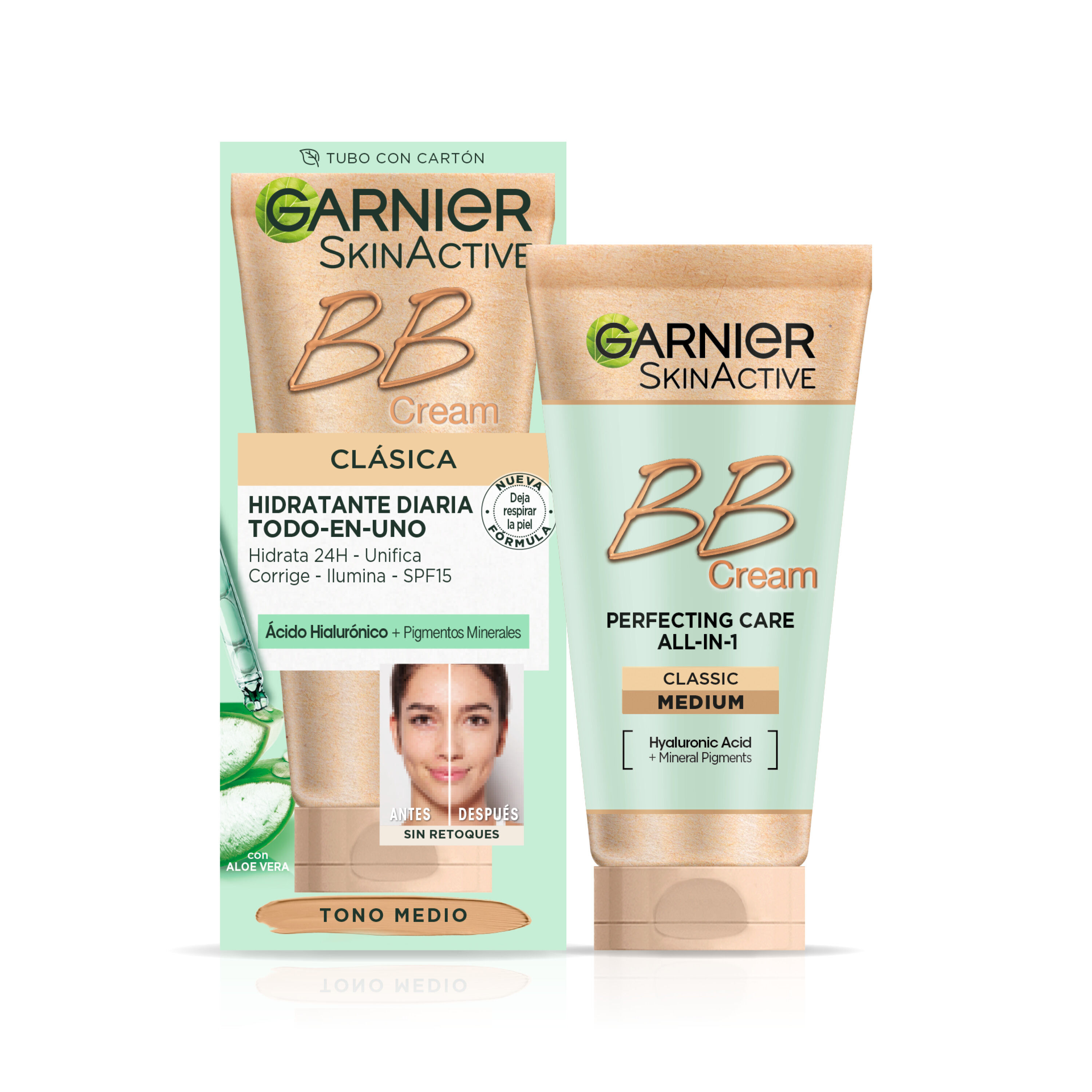 Crema facial Garnier skinactive 50ml BB Cream hidratante tono medio