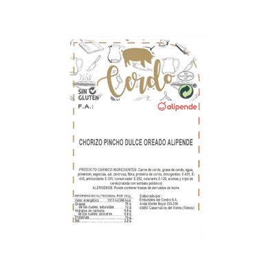 Chorizo pincho dulce Alipende