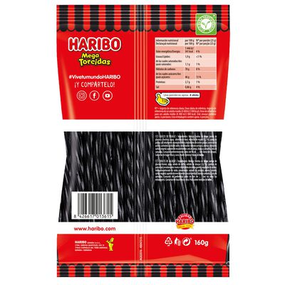 Regaliz negro mega torcidas Haribo 160g