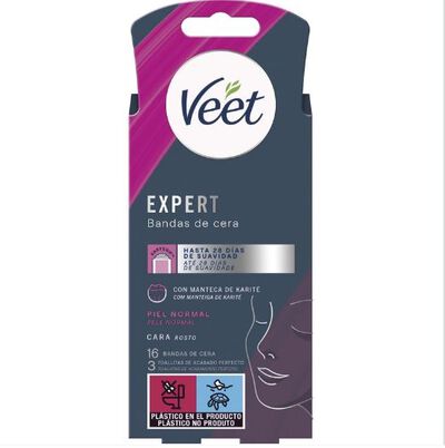 Banda de cera facial Veet Expert 16 unidades Piel normal