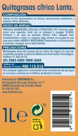 Desengrasante l&iacute;quido Lanta 1l pistola
