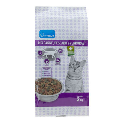 Alimento completo para gato Meque carne verdura pescado 2kg