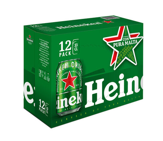 Cerveza rubia especial Heineken pack 12 latas 33cl
