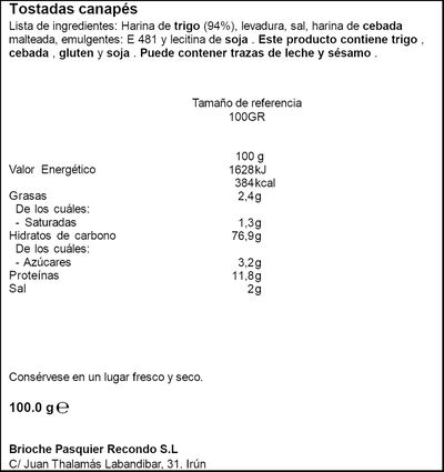 Melba cuadrada Recondo 100g