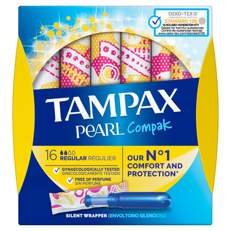Tampón con aplicador Tampax Pearl compak 16 uds regular