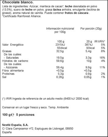 Chocolate blanco milkybar 100g