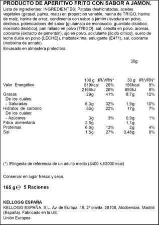 Snack de patatas sabor jamón Pringles 165g