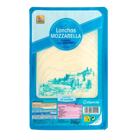 Queso mozzarella en lonchas Alipende 200g