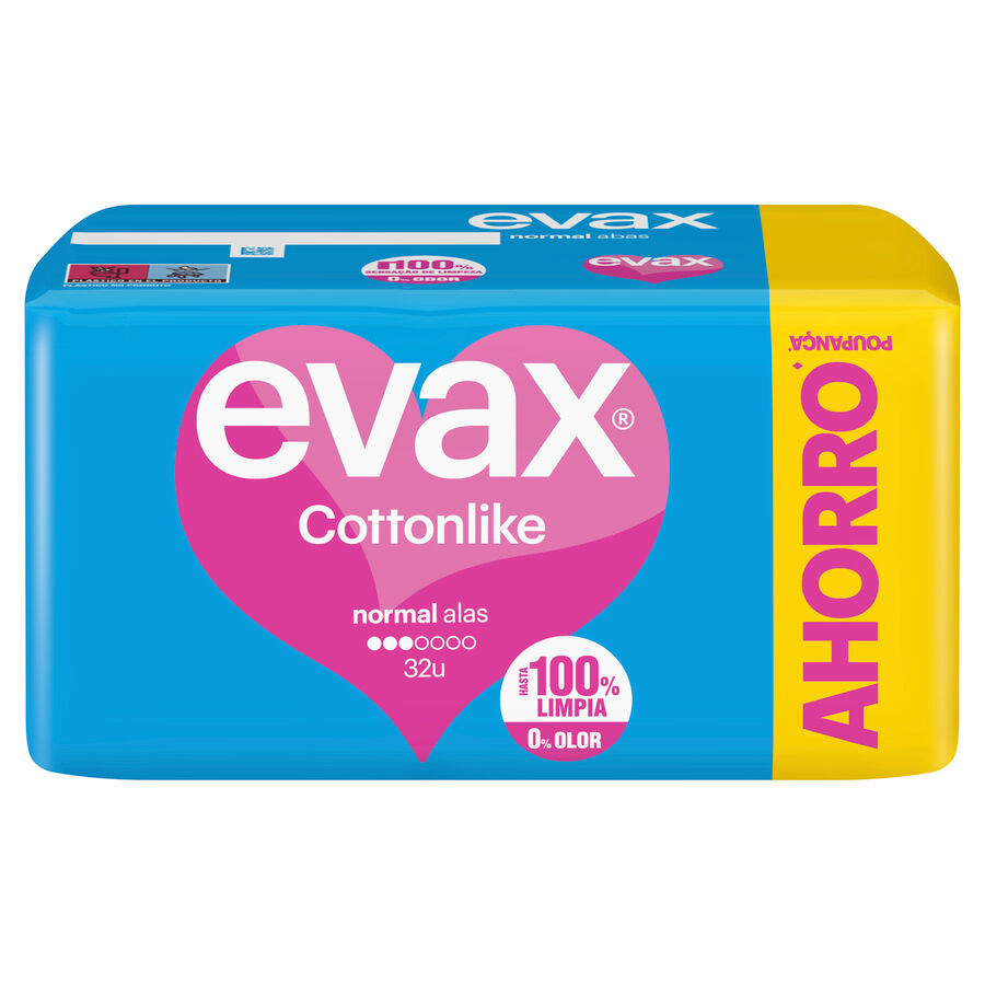 Compresas con alas cottonlike Evax 32 uds normal