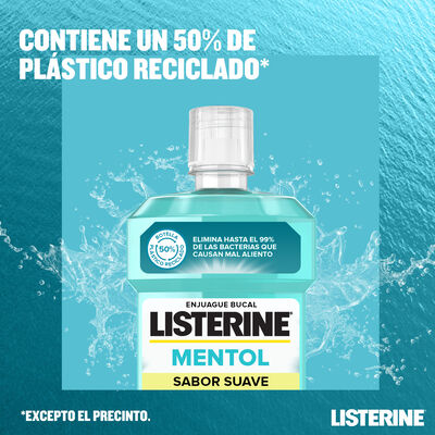 Enjuague bucal sin alcohol suave Listerine 500ml mentol