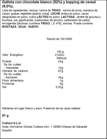 Galletas choco muerdos de chocolate blanco Chocoflakes 87g