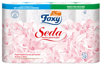Papel Higiénico Foxy 12 Rollos Seda Con Ph Neutro Para La Piel Y Aroma A Talco