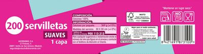Servilletas suaves 1 capa Lanta 200 unidades