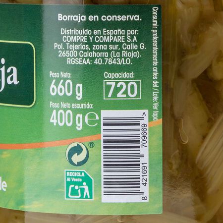 Borraja sin gluten Alipende tarro de cristal 400g