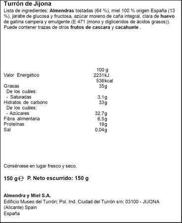 Turrón de Jijona sin gluten con almendra y miel El Lobo 150g