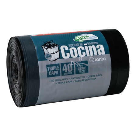 Bolsas de basura Lanta 40 uds para cubo de cocina color negro