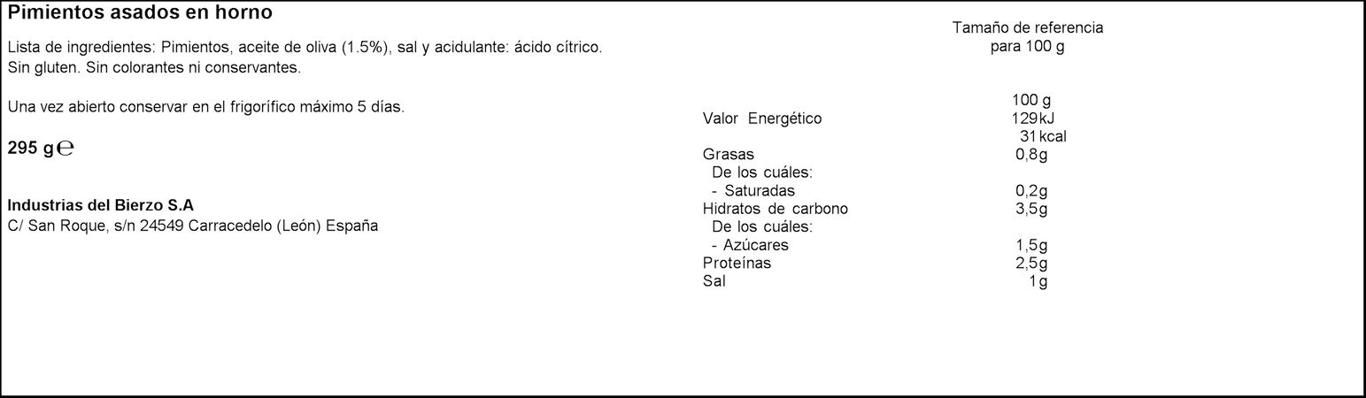 Pimientos asados sin gluten Ibsa 295g