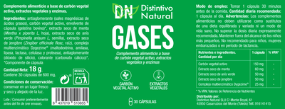 Complemento alimenticio Distintivo Natural Gases 30 c&aacute;psulas