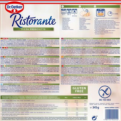 Pizza sin gluten Ristorante Dr Oetker 345g prosciuto