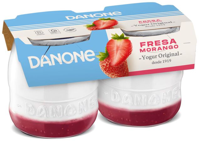 Yogur original Danone pack 2 con fresas