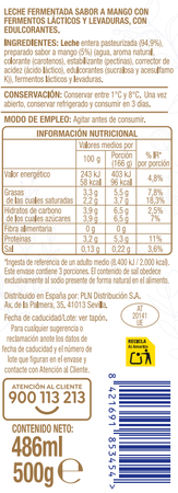 K&eacute;fir liquido Alipende 500gr sabor mango