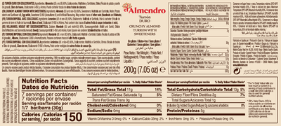 Turrón duro sin azúcar el Almendro 200g