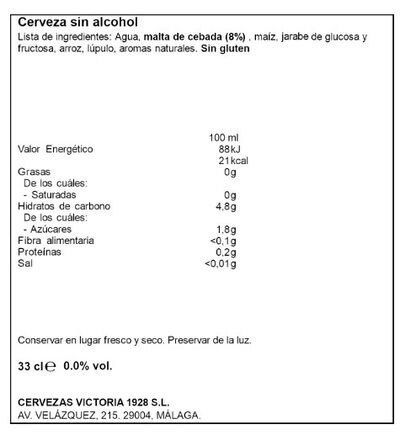 VICTORIA 0,0 Tostada - Lata 33cl