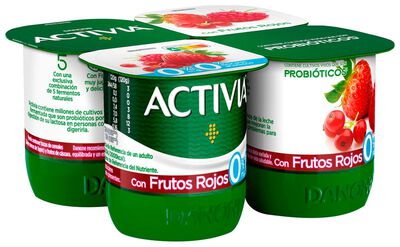 Bífidus probiótico Activia 0% pack 4 frutos rojos