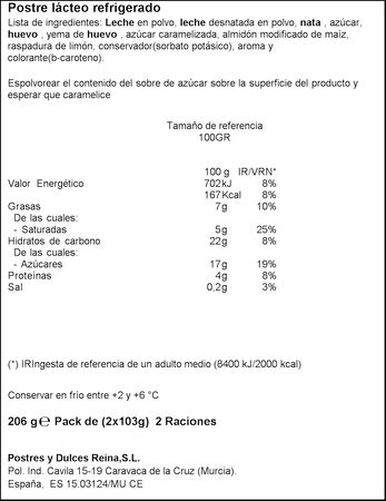Crema catalana Reina pack 2 sin gluten
