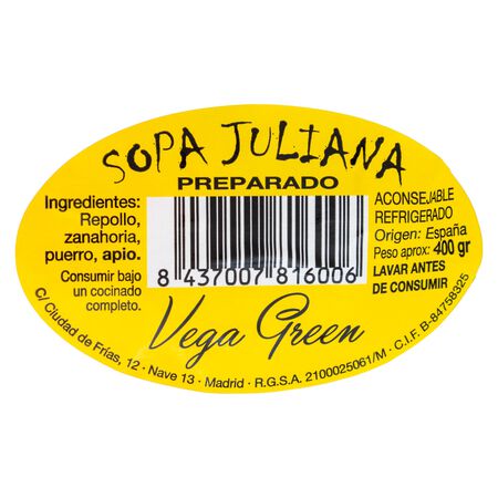 Preparado de sopa juliana 450g