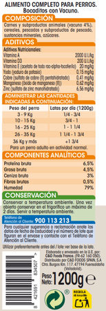 Alimento completo para perros con vacuno Meque 1,2kg