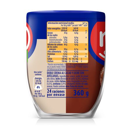 Crema de cacao Nocilla 360g chocolate y leche