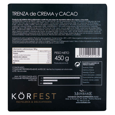 Trenza K&ouml;rfest 450g de crema y cacao
