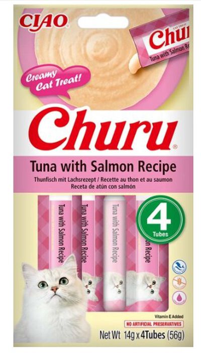 Alimento para gato snack Churu 4ud atun-salmón