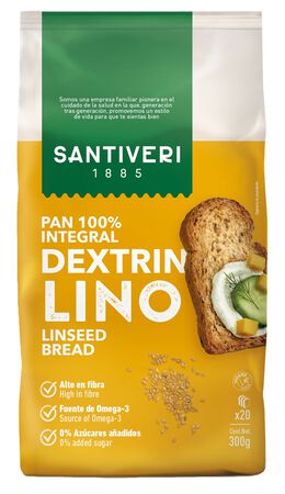 Pan tostado integral Dextrin Santiveri con semilla de lino 300g