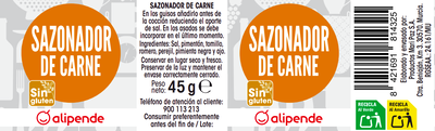 Sazonador para carne Alipende 45g