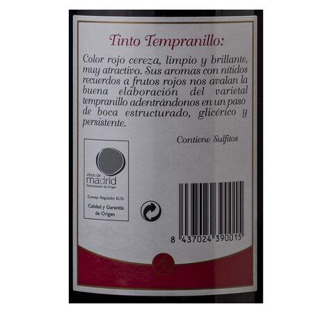 Vino tinto DO Madrid Zacatín tempranillo