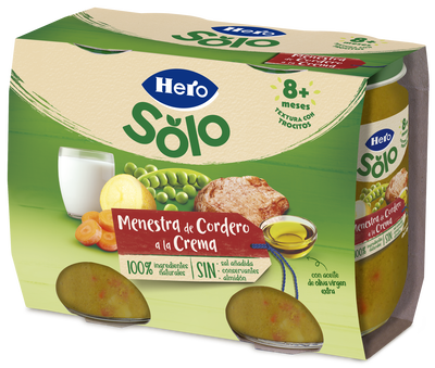 Tarro Hero Solo menestra cordero crema desde 6meses pack 2