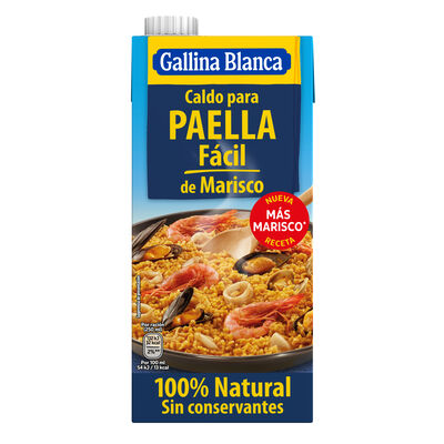 Caldo casero paella f&aacute;cil con marisco Gallina Blanca 1l