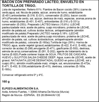 Rolling wrap pizza cheesy bacon El Pozo 160 g