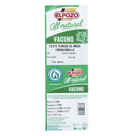 Filete de añojo plancha All Natural ElPozo 350g aproximadamente