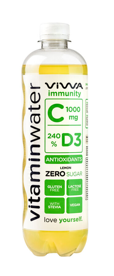 Agua vitaminada sabor limón zero Viwa Vitaminwater botella 600 ml