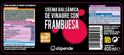 Crema bals&aacute;mica de vinagre con frambuesa Alipende 400ml
