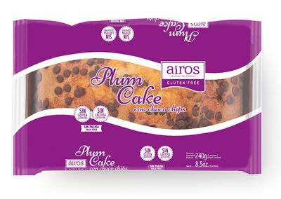 Plum cake Airos con choco chips 240g sin gluten