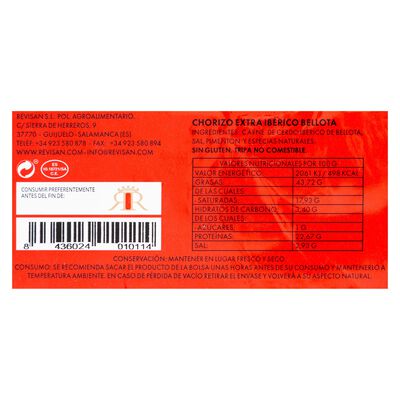 Chorizo ib&eacute;rico bellota guijuelito Revisan 180g