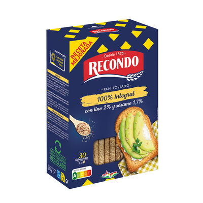 Pan tostado integral Recondo 30 uds